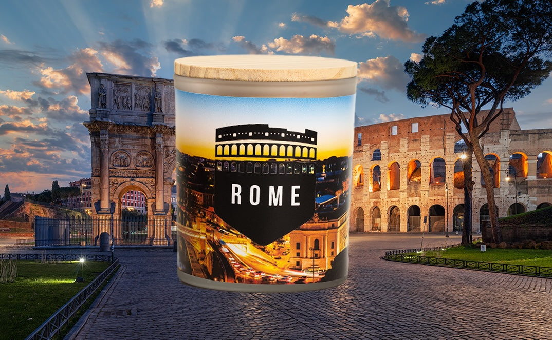 Rome Inspired Scented Soy Candle , 11 ounces - Great Gift For Travelers